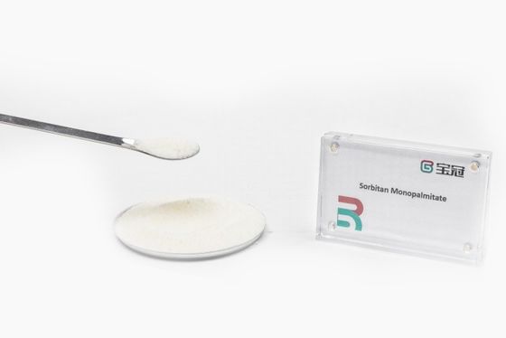 ソルビタンモノパルミタートまたはソルビタンパルミタート 分子式 C22H42O6 淡黄色粒状固体 HLB値 6.7 安定剤 厚化剤 潤滑剤 軟化剤 仕上げ剤 分散剤